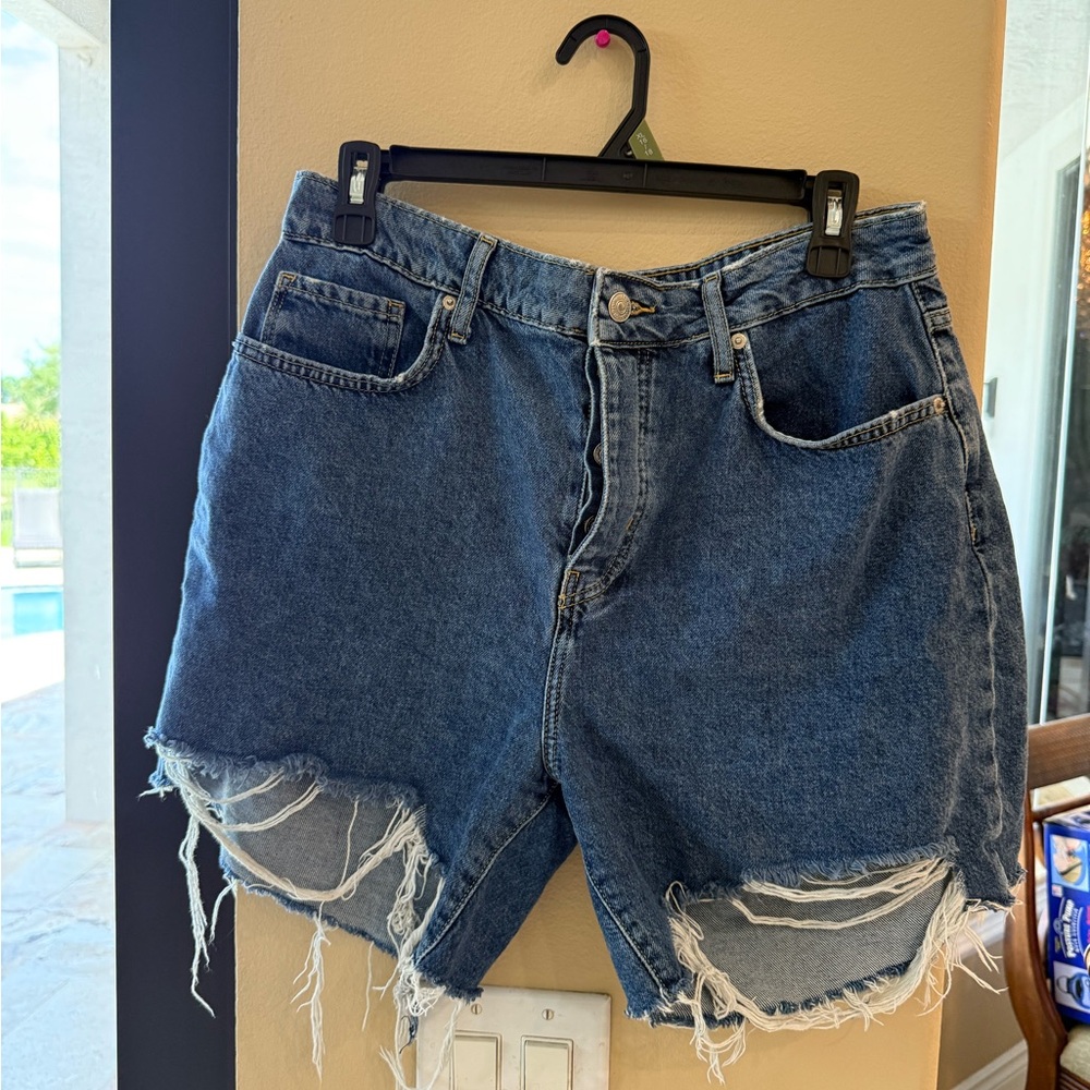 Forever 21 Distressed Blue Jean Shorts